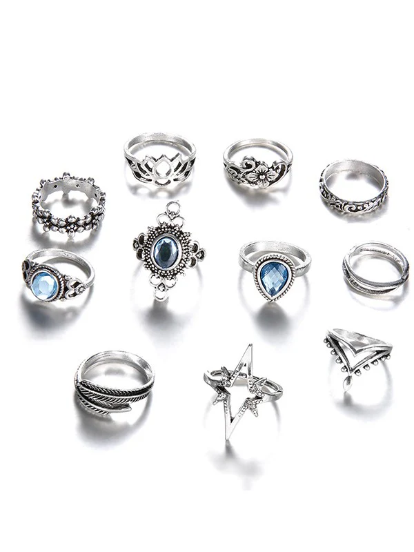 11pcs Vintage Mixed Pattern Ring Set - Image 4