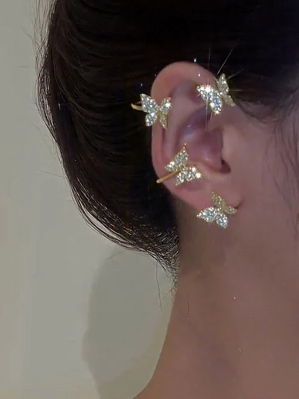1pair Rhinestone Butterfly Ear Cuffs - Image 2
