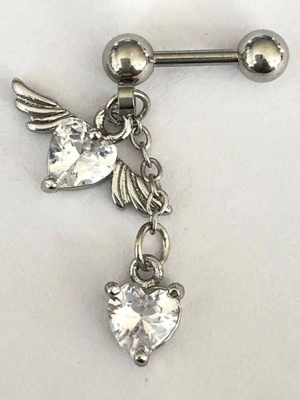 1pc Winged Heart Drop Earring