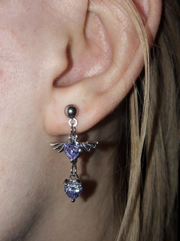 1pc Winged Heart Drop Earring - Image 11