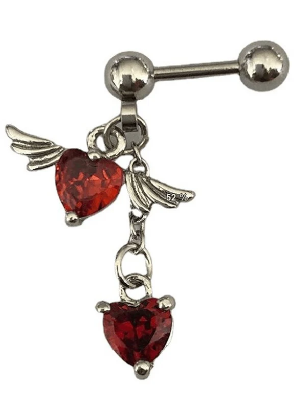 1pc Winged Heart Drop Earring - Image 2