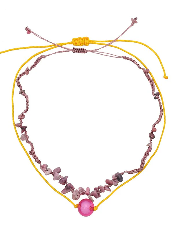 2pcs Vintage Stone Pendant Necklace