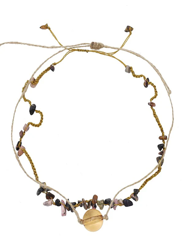 2pcs Vintage Stone Pendant Necklace - Image 2