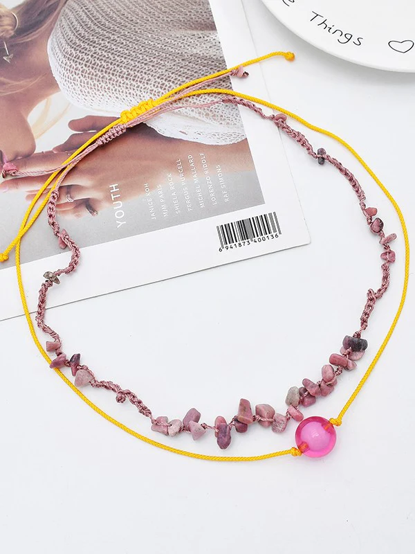 2pcs Vintage Stone Pendant Necklace - Image 4