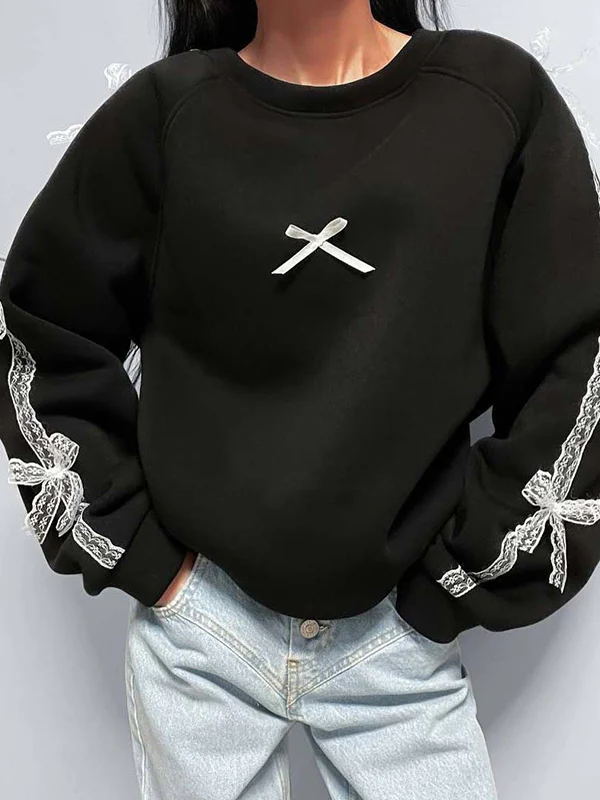 3D Bowknot Loose Sweatshirt - Image 2