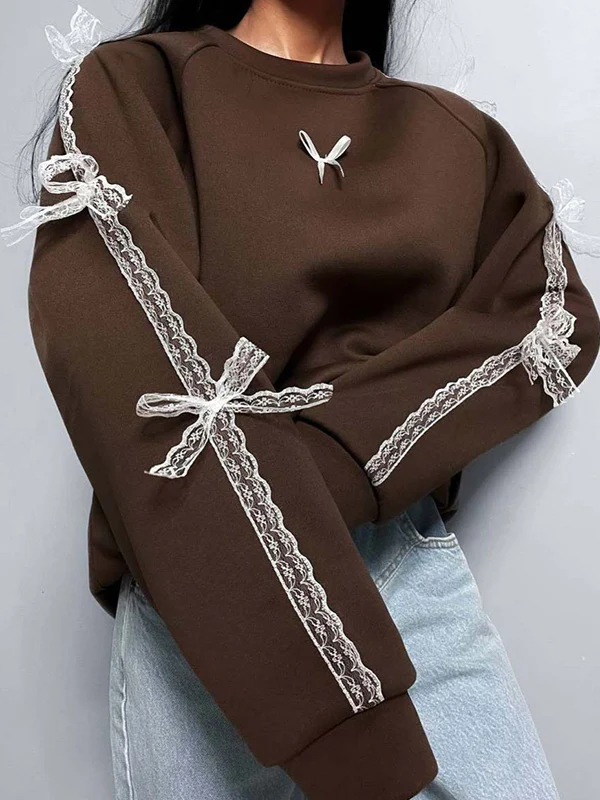 3D Bowknot Loose Sweatshirt - Image 3