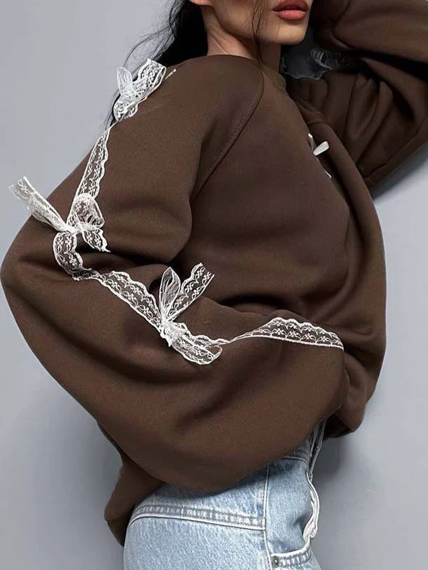 3D Bowknot Loose Sweatshirt - Image 4