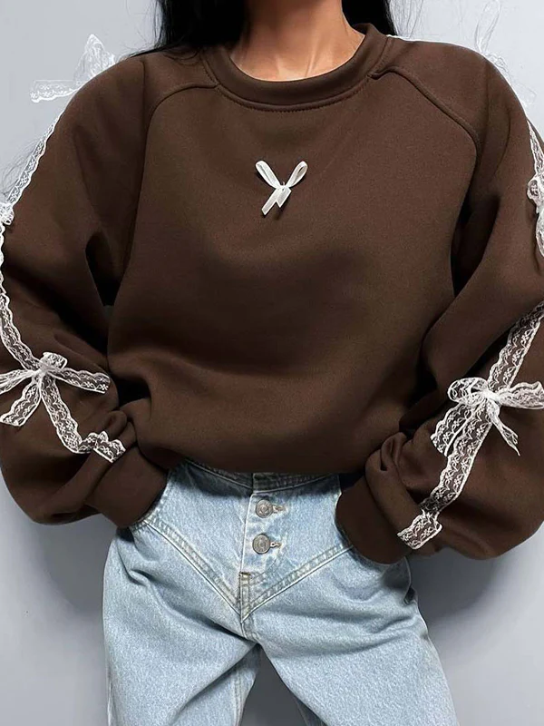 3D Bowknot Loose Sweatshirt - Image 5