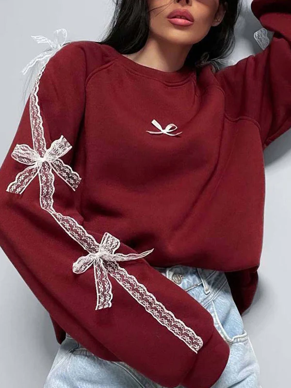 3D Bowknot Loose Sweatshirt - Image 6