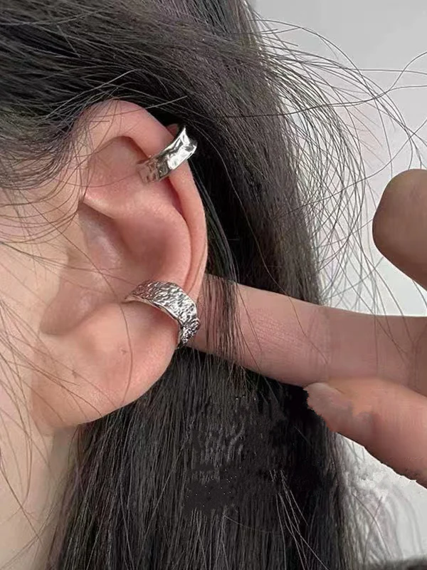3pcs Concave Silver Ear Cuff Set - Image 3