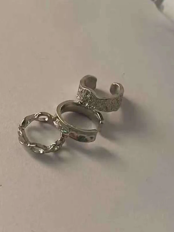 3pcs Concave Silver Ear Cuff Set - Image 5