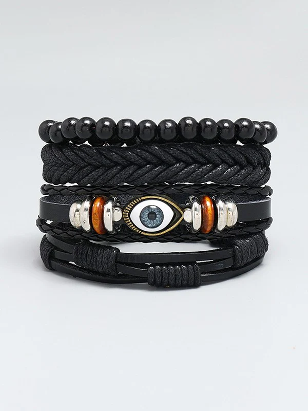 4pcs Boho Braided Pu Leather Bracelet Set - Image 2
