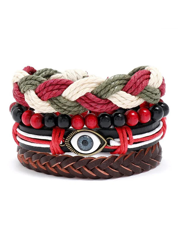 4pcs Boho Braided Pu Leather Bracelet Set - Image 3