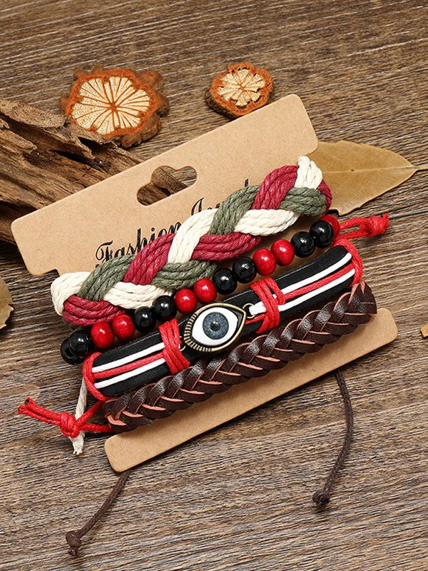 4pcs Boho Braided Pu Leather Bracelet Set - Image 4