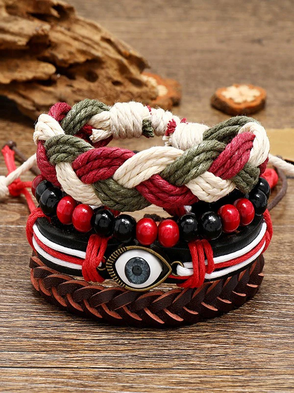 4pcs Boho Braided Pu Leather Bracelet Set - Image 5