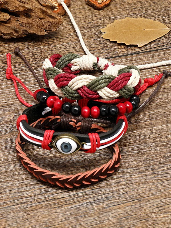 4pcs Boho Braided Pu Leather Bracelet Set - Image 6