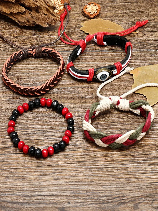 4pcs Boho Braided Pu Leather Bracelet Set - Image 7