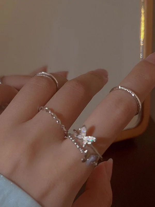 4pcs Butterfly Decor Simple Ring