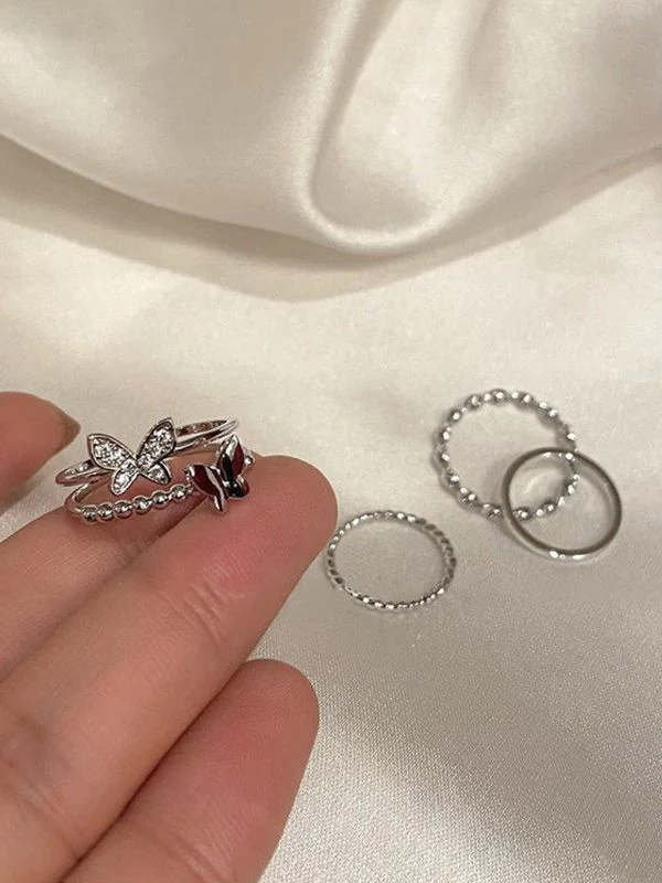 4pcs Butterfly Decor Simple Ring - Image 4