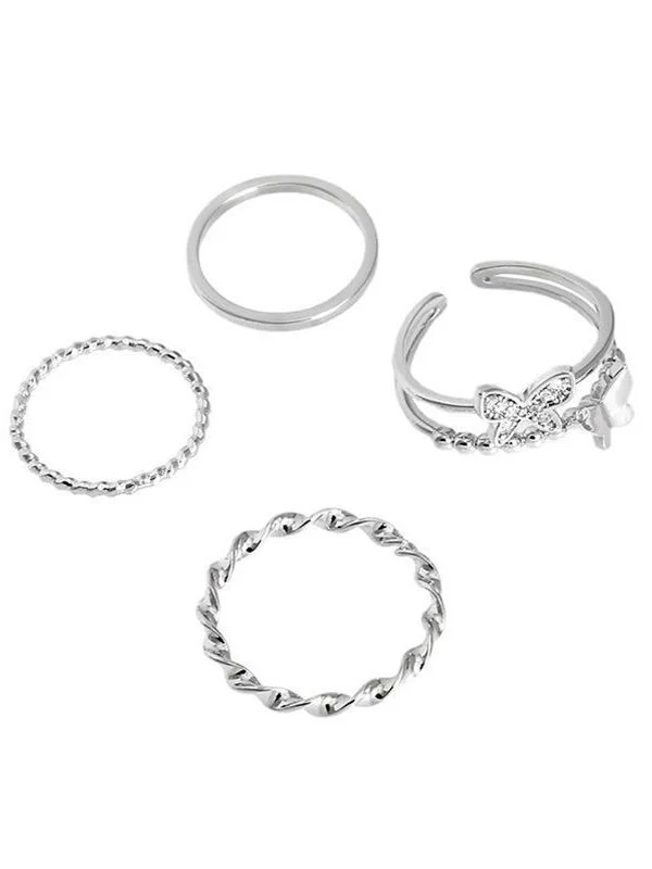 4pcs Butterfly Decor Simple Ring - Image 6