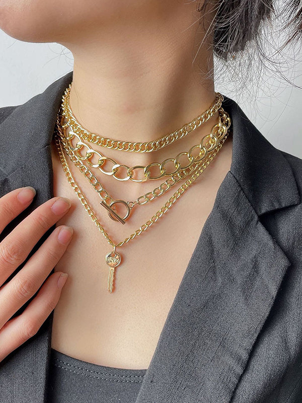4pcs Punk Link Chain Necklace - Image 2