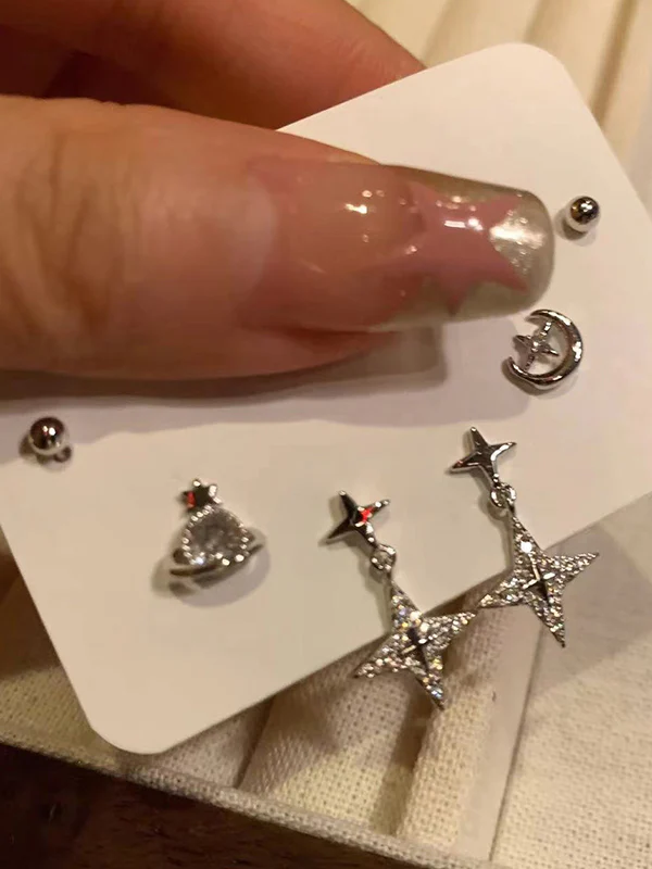 6Pcs Star Moon Saturn Stud Earring - Image 3