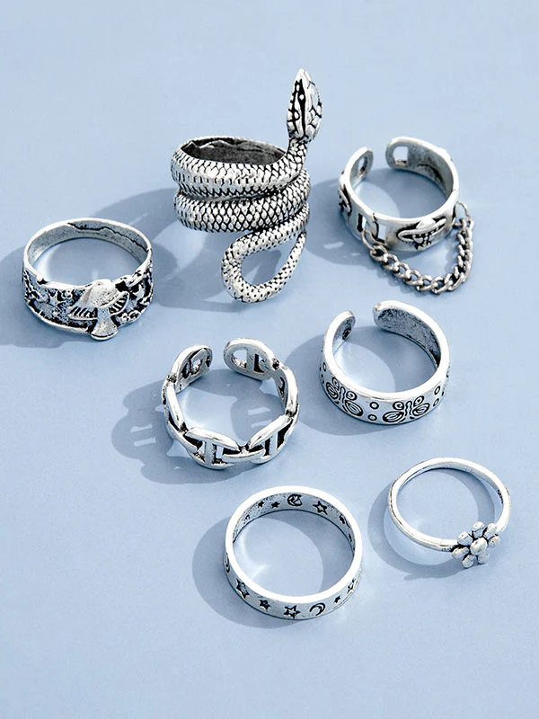 7pcs Engraved Ring Set - Image 2