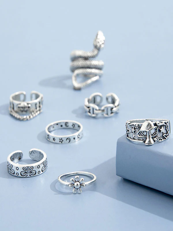 7pcs Engraved Ring Set - Image 4