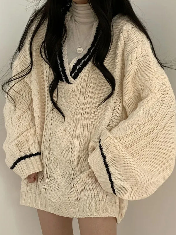 Academy V-Neck Loose Sweaters - Image 5