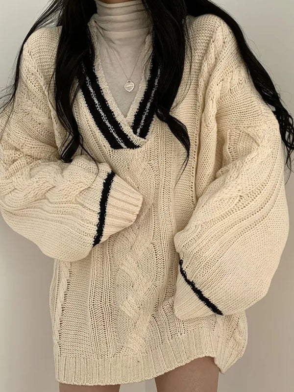 Academy V-Neck Loose Sweaters - Image 6