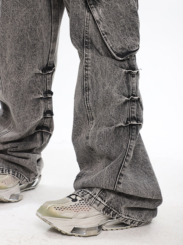Acid Washed Baggy Cargo Jeans - Image 6