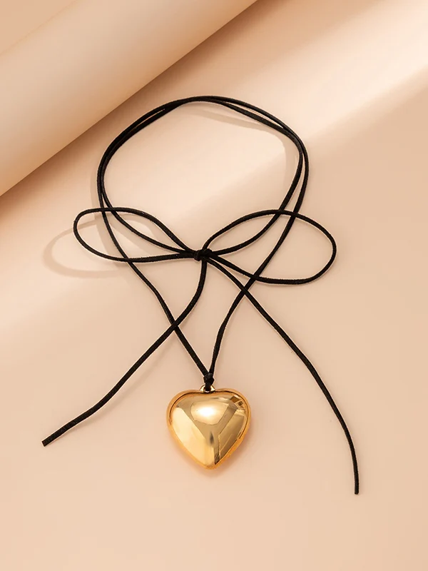Adjustable Chunky Heart Charm Necklace - Image 4
