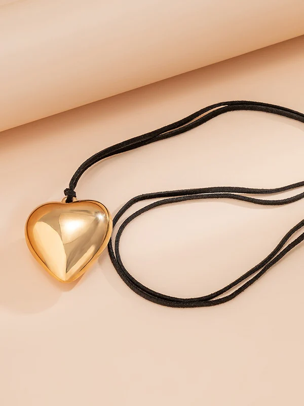 Adjustable Chunky Heart Charm Necklace - Image 5