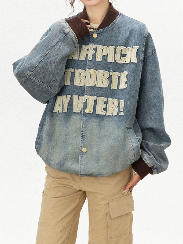 Alphabet Patchwork American Style Jacket - Image 2
