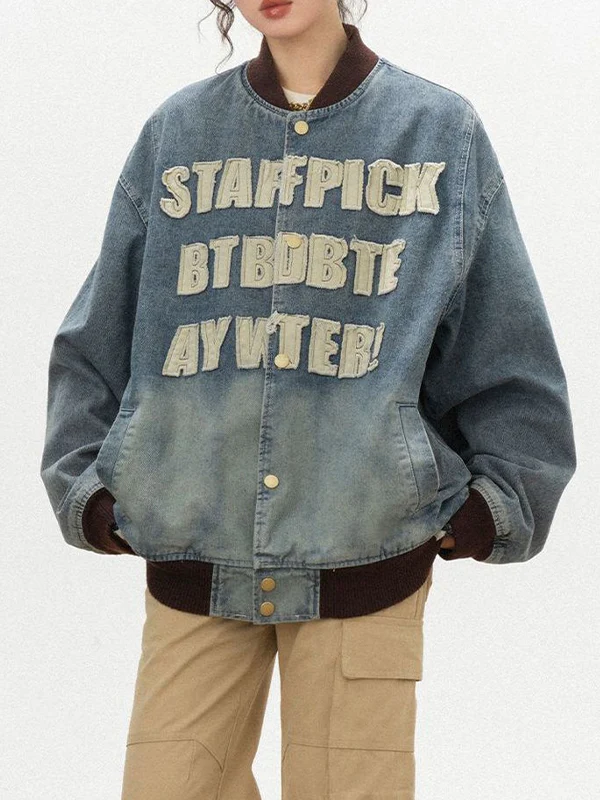 Alphabet Patchwork American Style Jacket - Image 3