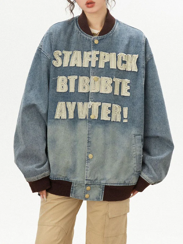 Alphabet Patchwork American Style Jacket - Image 4