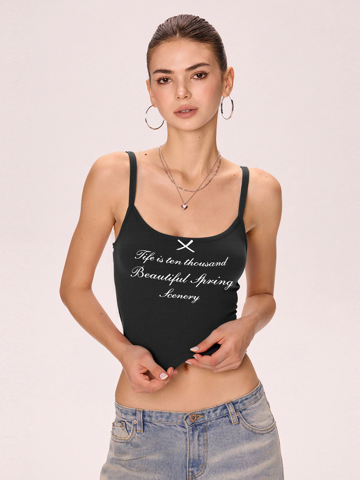 Alphabet Print In Grey Cami Top - Image 4