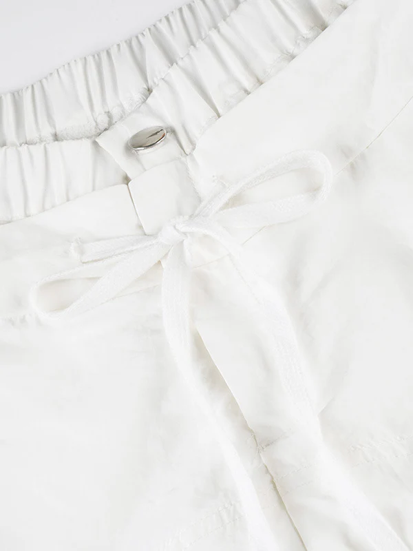 American Sports Style Long Loose Pleated Design Wide Leg Pants - Image 5