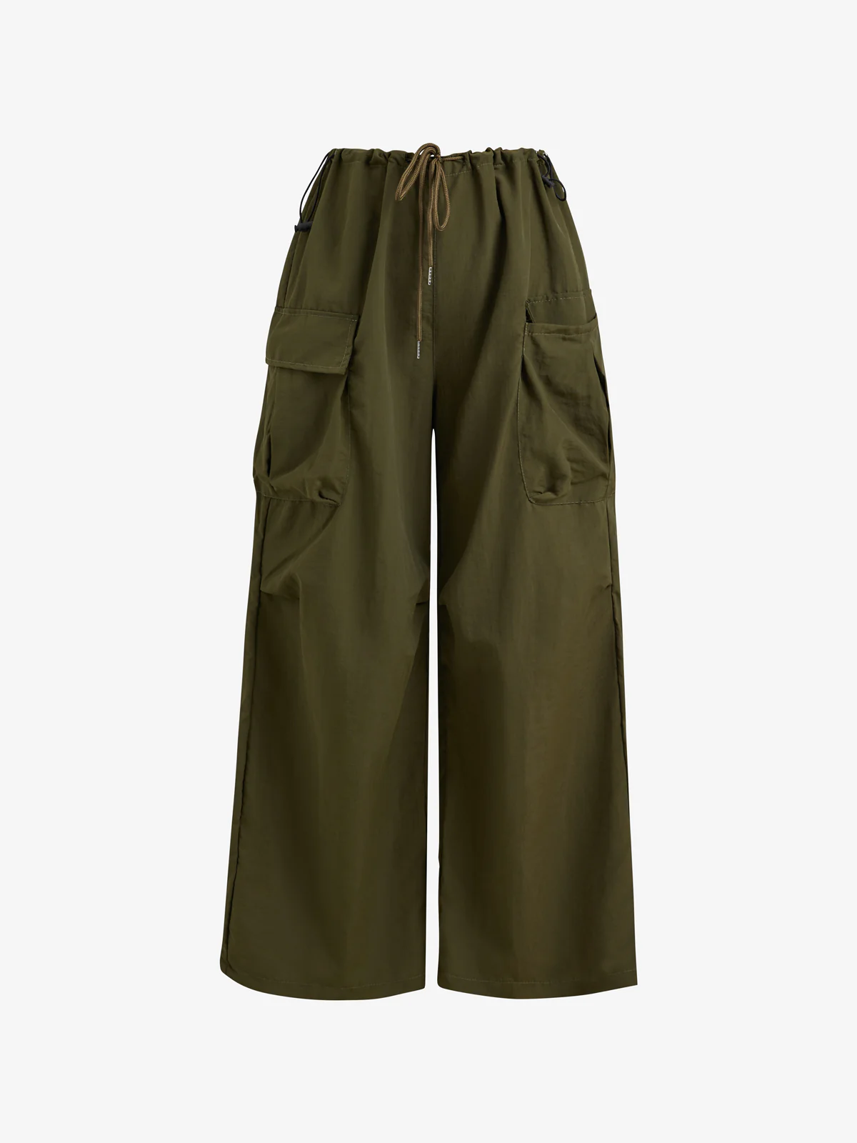 American-style workwear wide-leg pants with drawstring design, high waist, floral print long pants