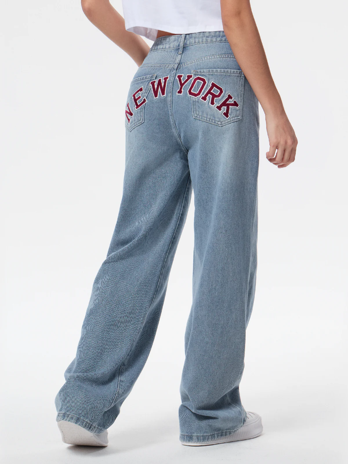 Back Embroidered Baggy Boyfriend Jeans - Image 2