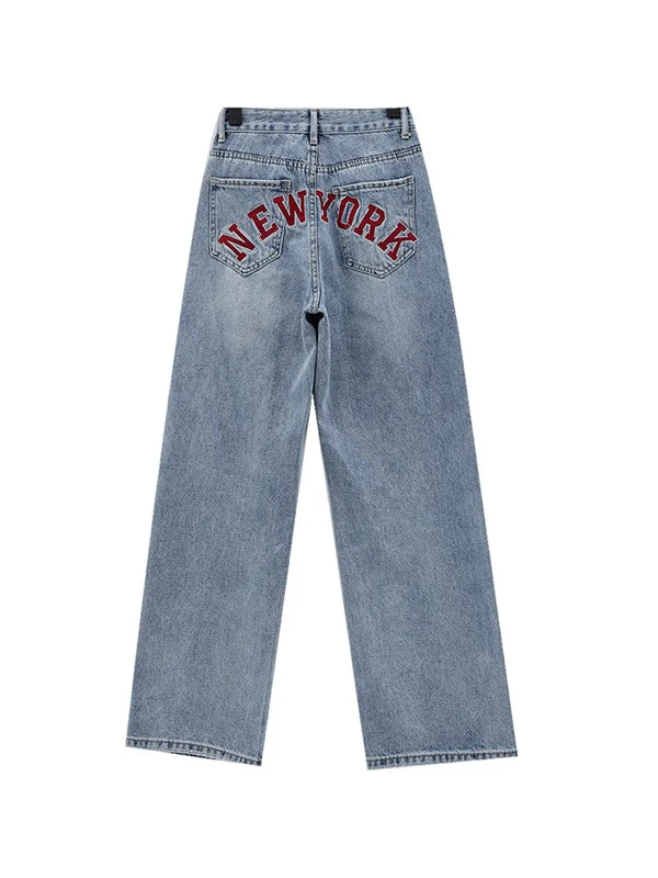 Back Embroidered Baggy Boyfriend Jeans - Image 6
