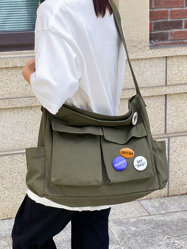 Badge Design Large Crossbody Bag - Image 15