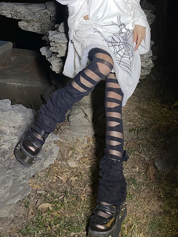 Bandage Detail Mesh Tights - Image 4