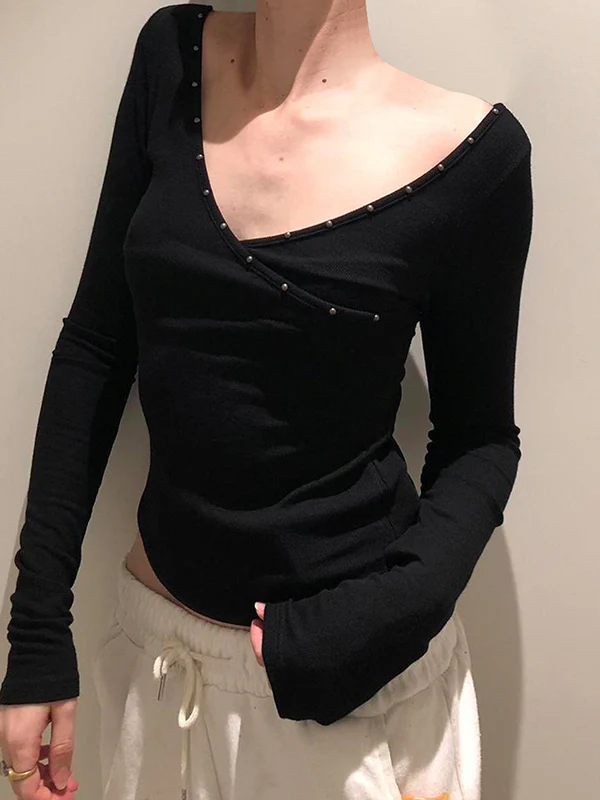 Basic Solid Color Cross Long Sleeve