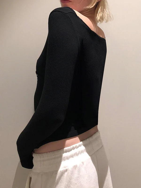 Basic Solid Color Cross Long Sleeve - Image 2