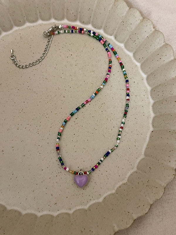 Beads Heart Charm Necklace - Image 11
