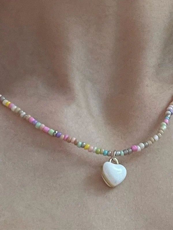 Beads Heart Charm Necklace - Image 3