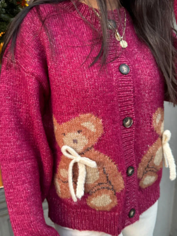 Bear Bow Print Sweaters - Image 5