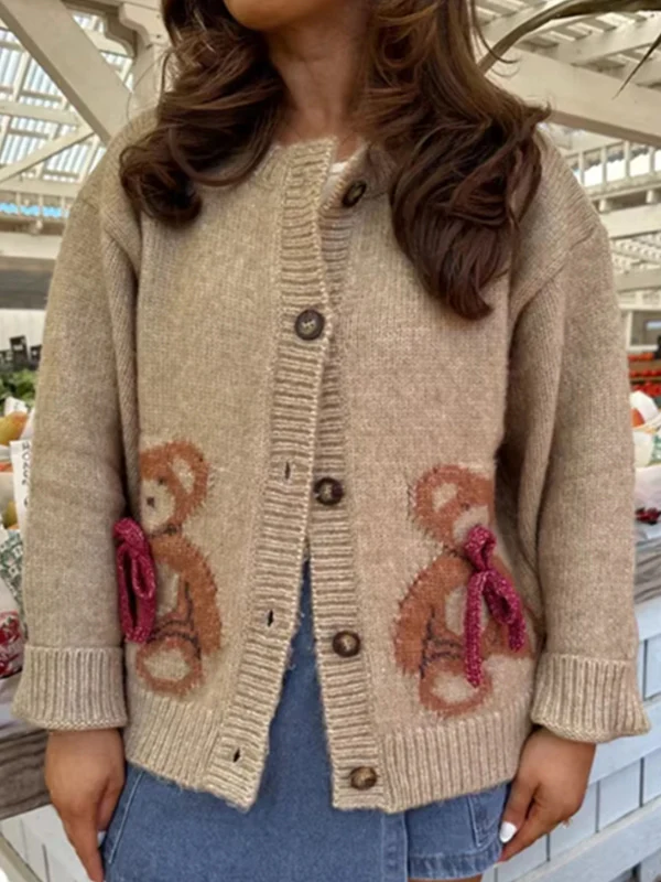 Bear Bow Print Sweaters - Image 6