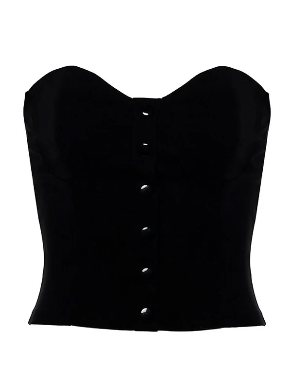 Black Button Down Corset Top - Image 4